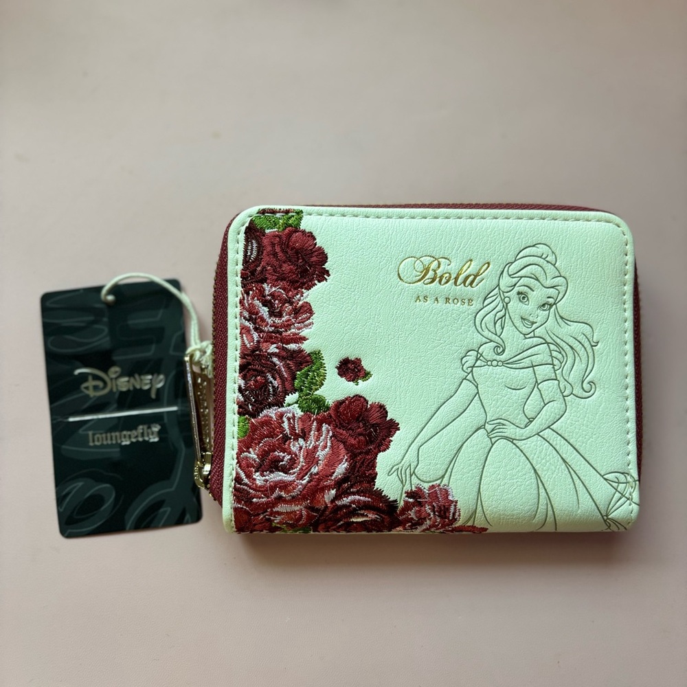 NEW Loungefly Belle Beauty and the Beast Floral Wallet Disney